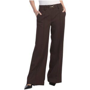 ELIE TAHARI Fly Front Flare Pants With Novelty Chain Buckle And Side Slant Pocke